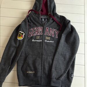 Fox Gray Germany Hoodie with Embroidered Details